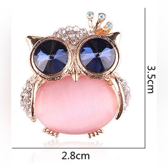 Owl Brooch Pin Women's Fashion Jewelry Gold Tone Rhinestone Elegant Accessory - Picture 3 of 3